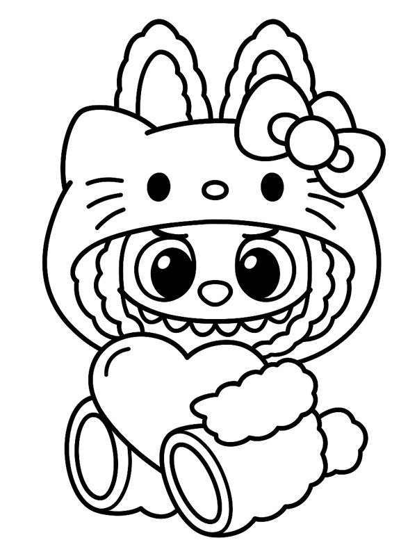 Labubu Hello Kitty Ausmalbild Labubu Hello Kitty Ausmalbild