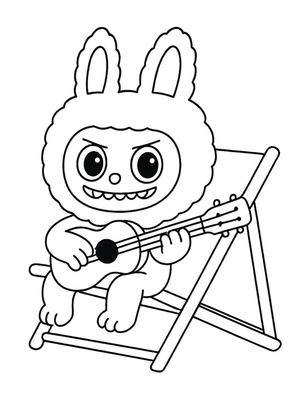 Labubu spielt Gitarre Ausmalbild Labubu spielt Gitarre Ausmalbild