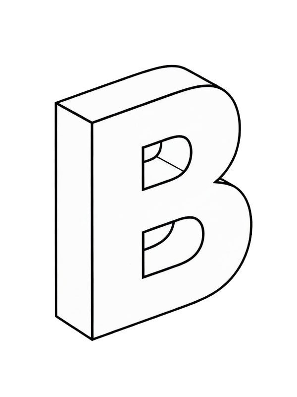 Buchstabe B 3D Ausmalbild