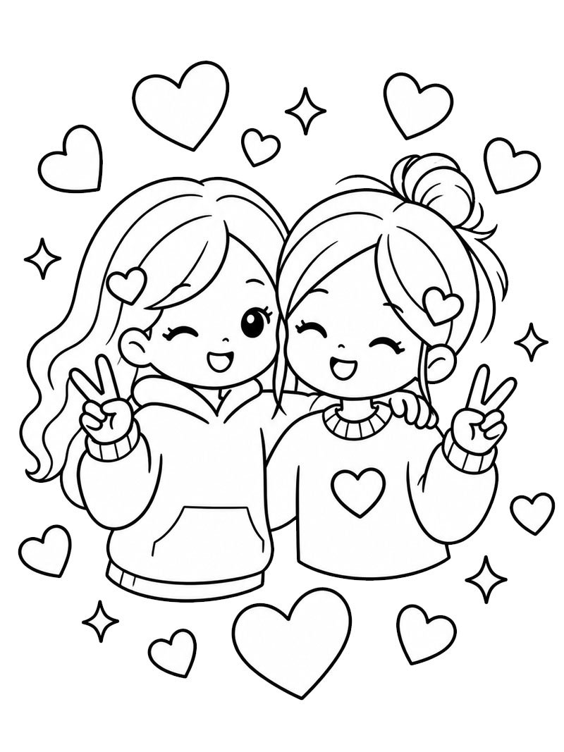 Liebevolle Freundschaft Ausmalbild Liebevolle Freundschaft Ausmalbild