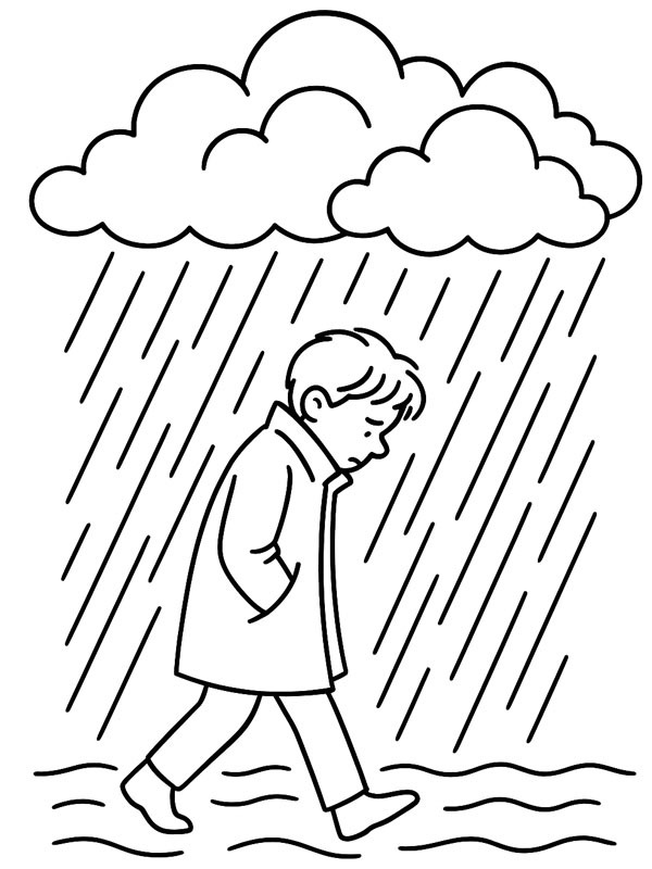 Laufen im Regen Ausmalbild Laufen im Regen Ausmalbild