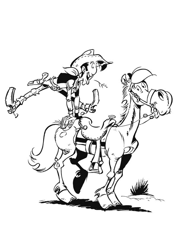 Lucky Luke und Pferd Jolly Jumper Ausmalbild