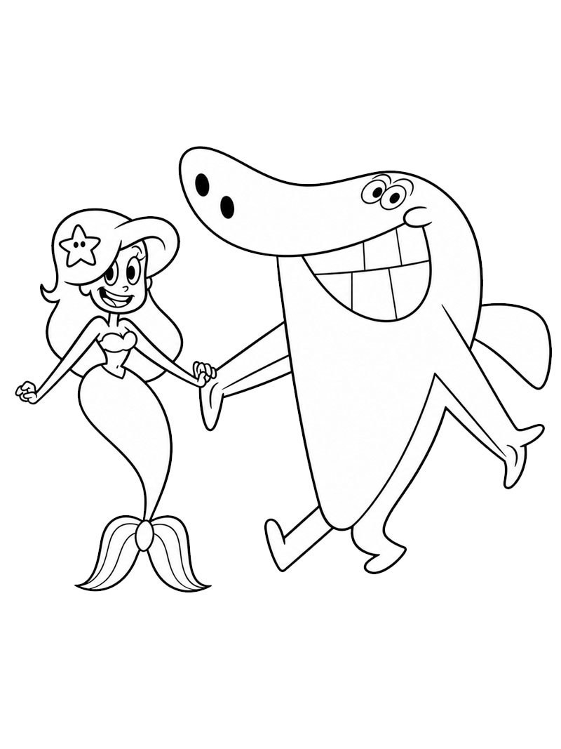 Marina und Sharko Ausmalbild Marina und Sharko Ausmalbild