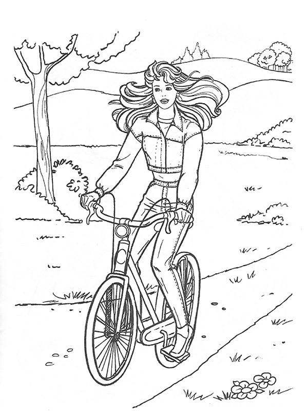 Mädchen auf Fahrrad Ausmalbild