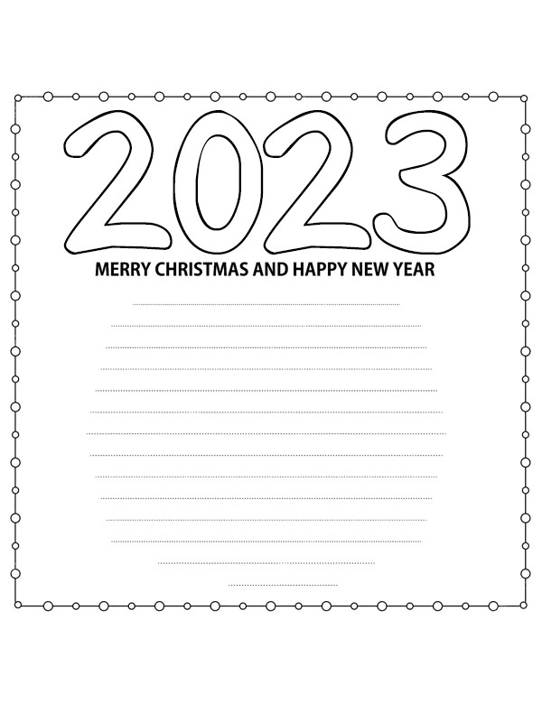 Merry Christmas and Happy New Year 2023 Ausmalbild