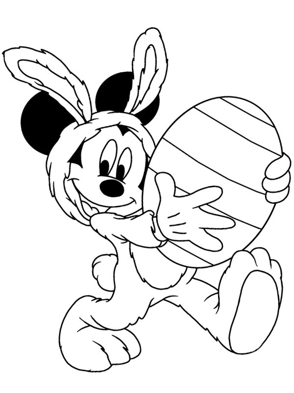 Micky Maus mit Osterei Ausmalbild