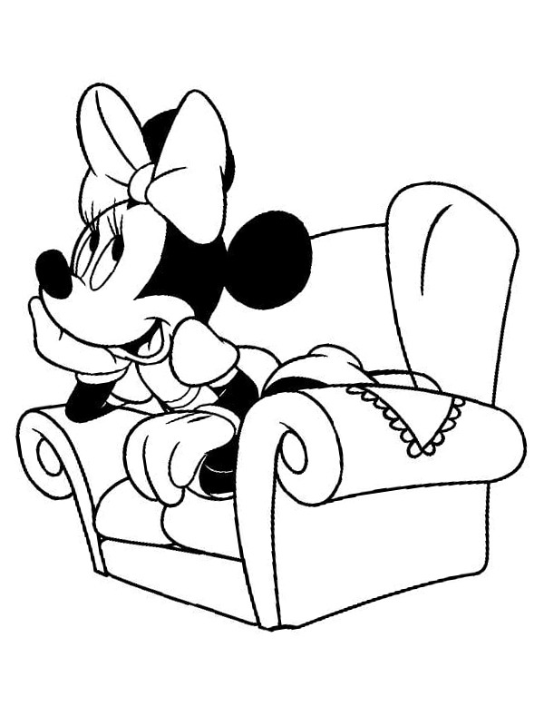 Minnie Maus auf der Couch Ausmalbild