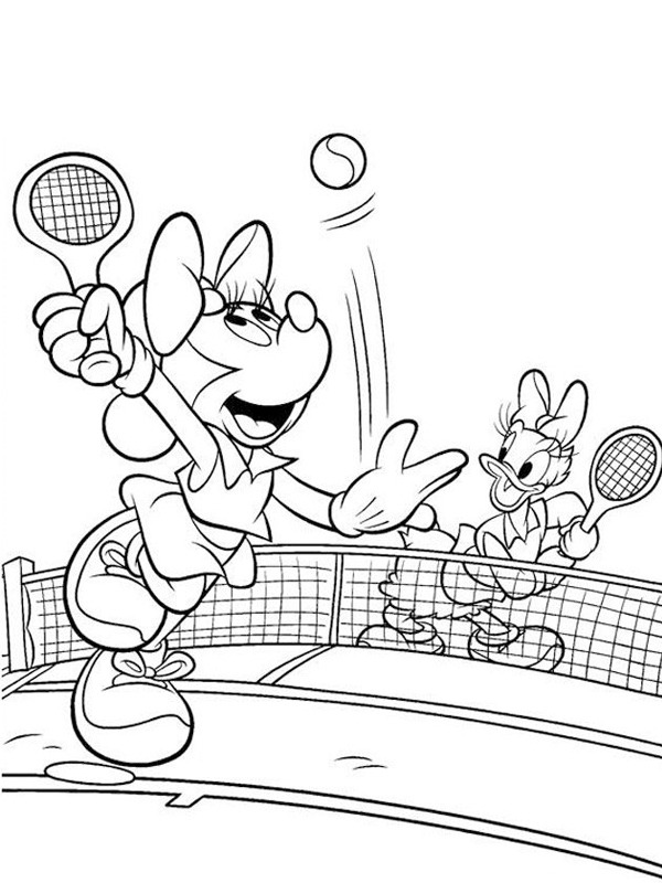 Minnie und Daisy spielen Tennis Ausmalbild