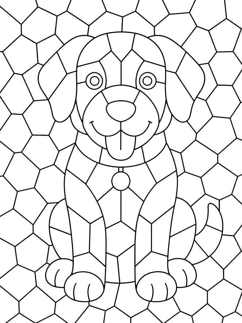 Hunde-Mosaik Ausmalbild Hunde-Mosaik Ausmalbild