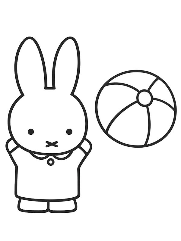 Miffy und der Ball Ausmalbild