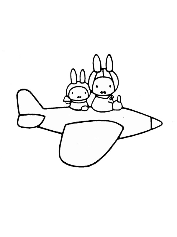Miffy im Flugzeug Ausmalbild