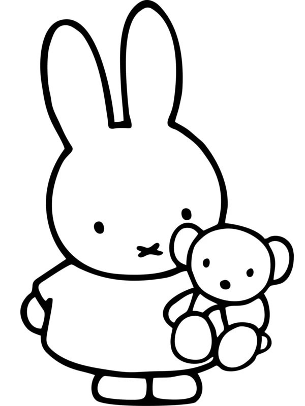 Miffy mit einem Bär Ausmalbild Miffy mit einem Bär Ausmalbild
