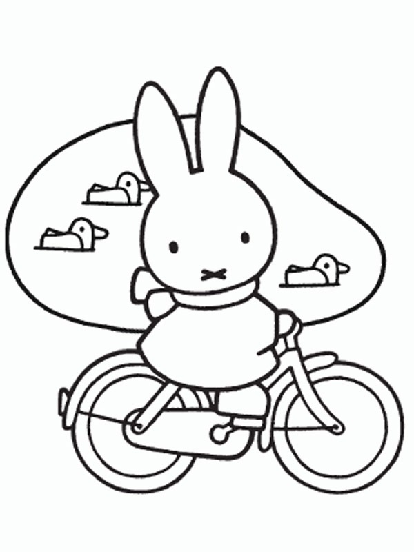 Miffy auf dem Fahrrad Ausmalbild