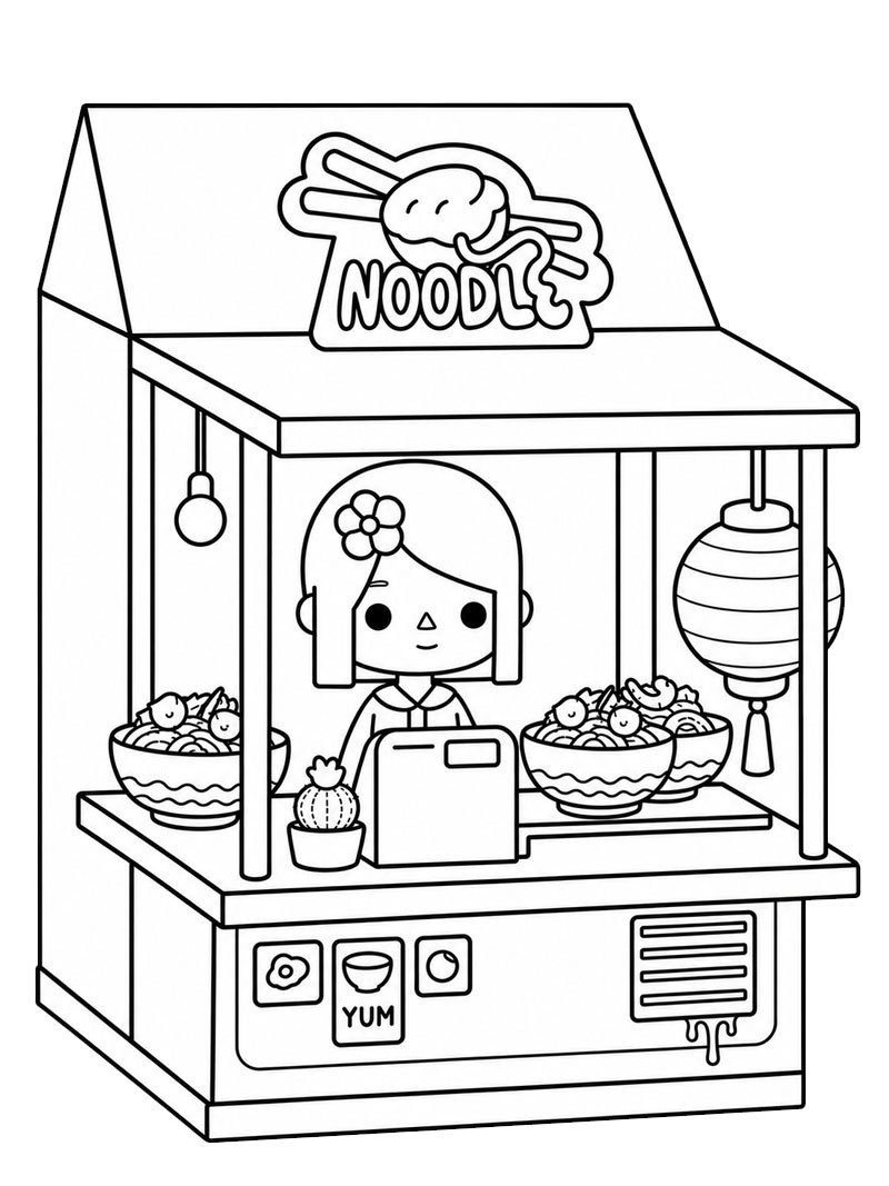 Nudelrestaurant (Toca Boca) Ausmalbild Nudelrestaurant (Toca Boca) Ausmalbild
