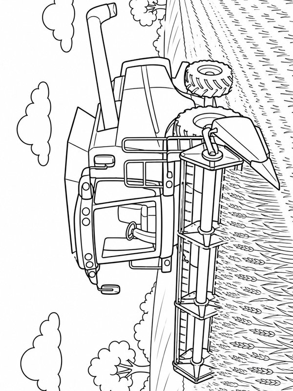 Erntemaschine auf dem Feld Ausmalbild