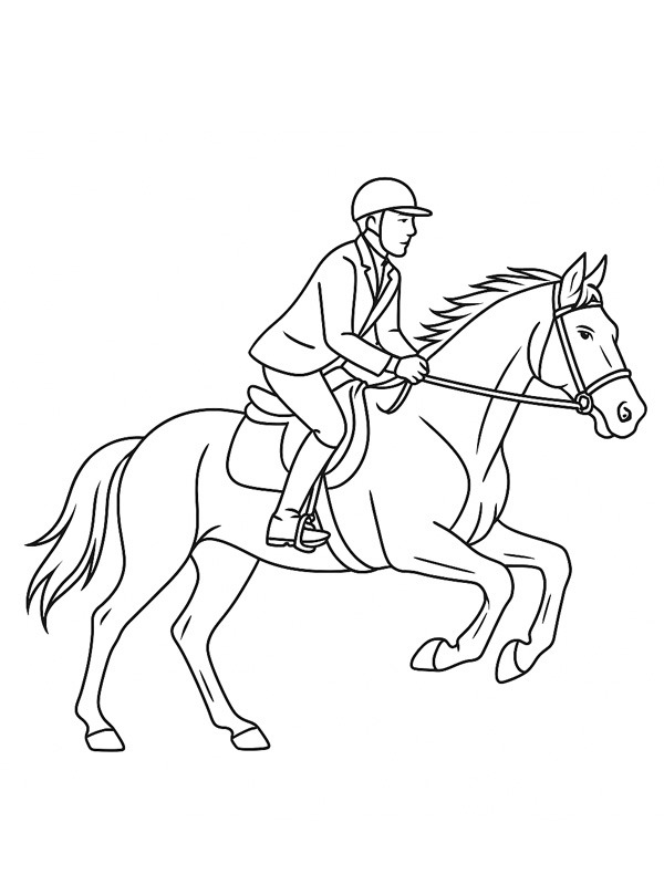 Pferd mit Reiter im Galopp Ausmalbild Pferd mit Reiter im Galopp Ausmalbild