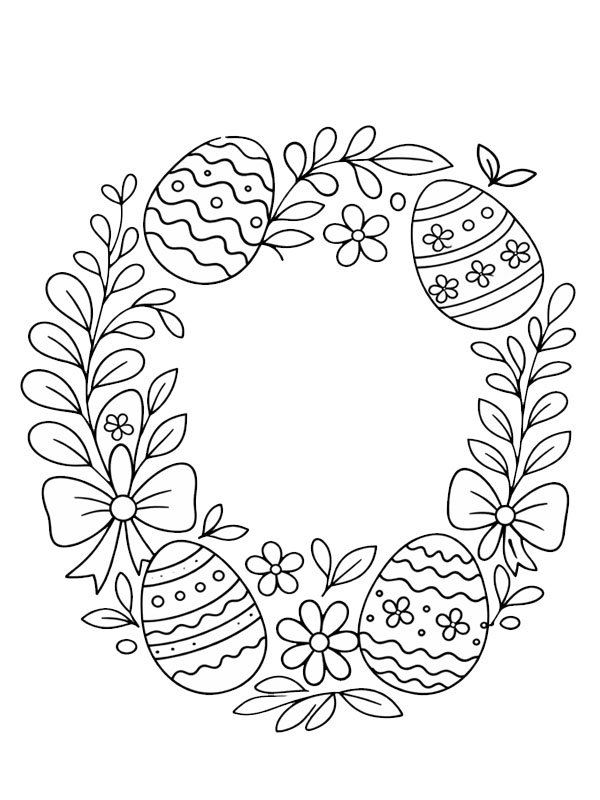 Osterkranz mit Eiern Ausmalbild Osterkranz mit Eiern Ausmalbild