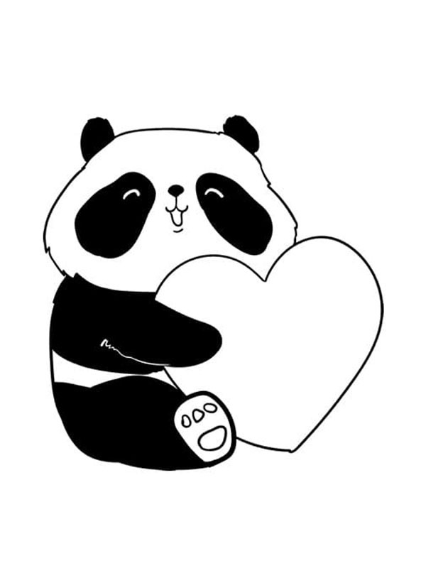 Panda mit Herz Ausmalbild