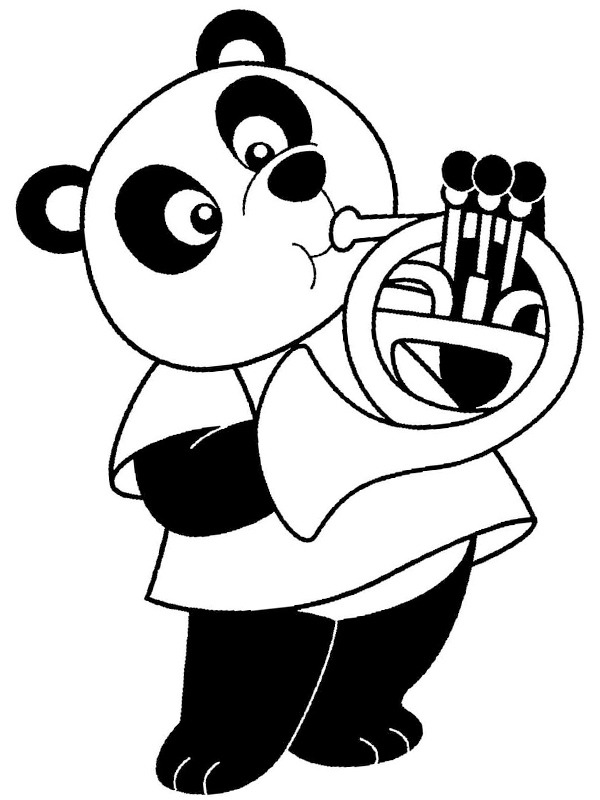 Panda spielt Trompete Ausmalbild