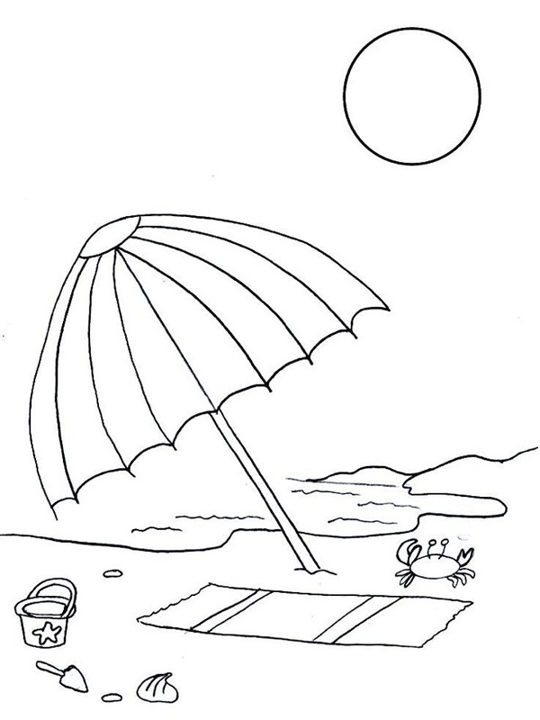 Sonnenschirm am Strand Ausmalbild