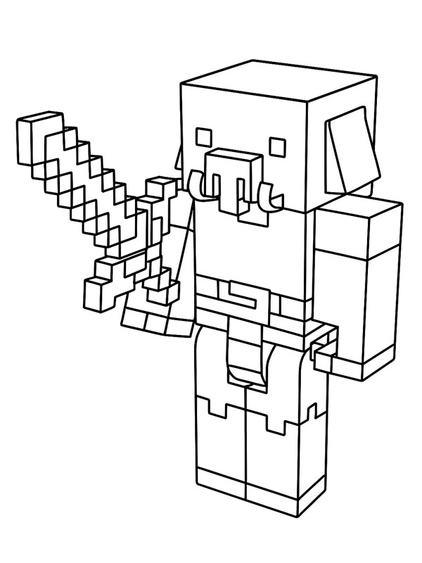 Piglin minecraft Ausmalbild Piglin minecraft Ausmalbild