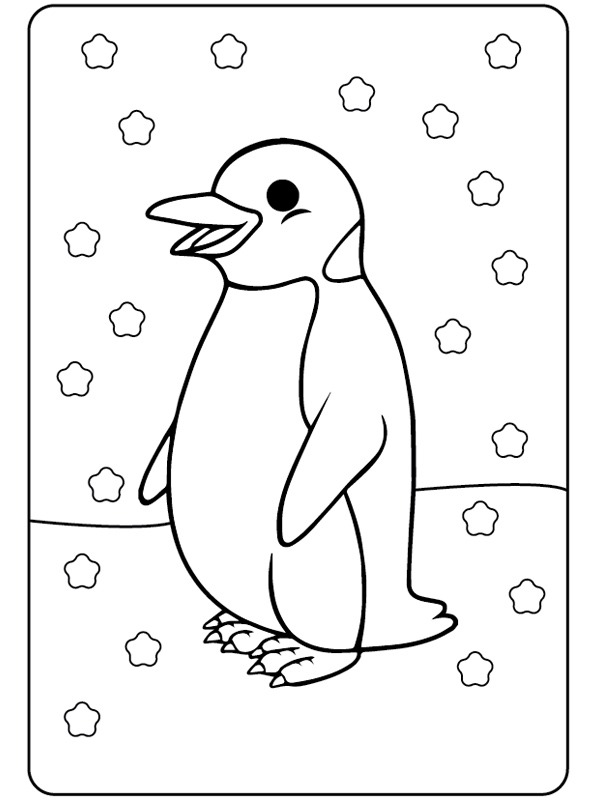 Pinguin im Schnee Ausmalbild
