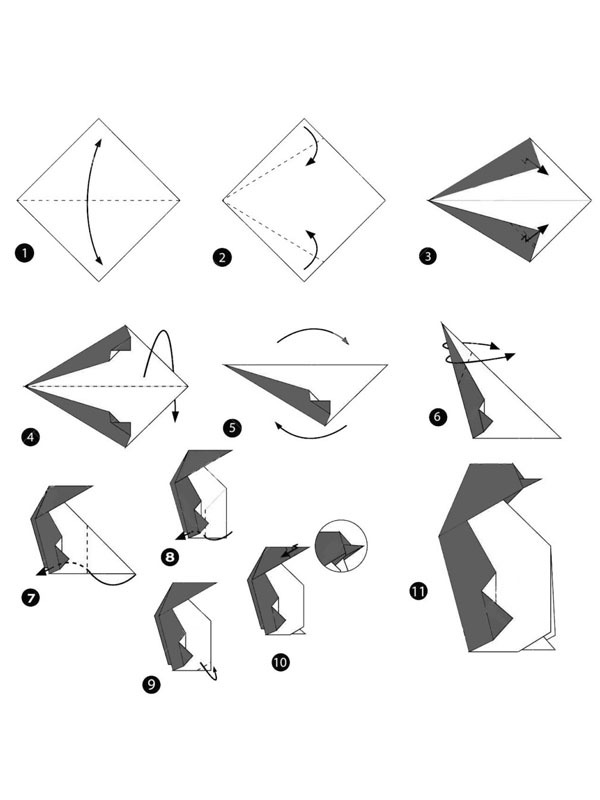 Pinguin aus Papier falten Ausmalbild Pinguin aus Papier falten Ausmalbild