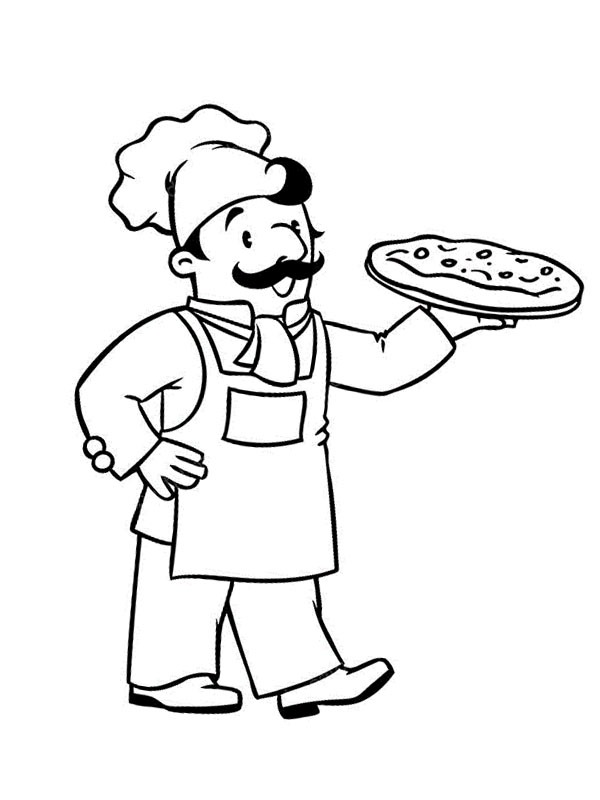 Pizzabäcker Ausmalbild Pizzabäcker Ausmalbild