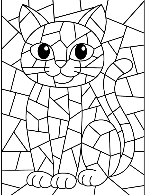 Mosaik einer Katze Ausmalbild Mosaik einer Katze Ausmalbild