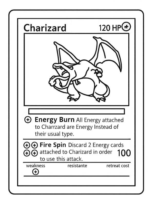 Pokemon Karte Shadowless Charizard Ausmalbild Pokemon Karte Shadowless Charizard Ausmalbild