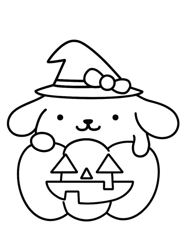 Pompompurin in einem Halloween-Kürbis Ausmalbild Pompompurin in einem Halloween-Kürbis Ausmalbild