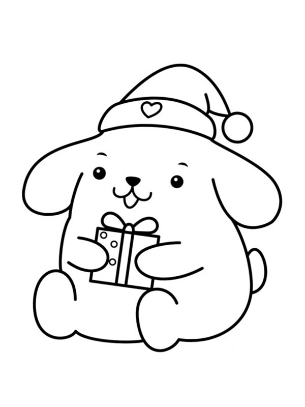 Pompompurin mit Weihnachtsmütze Ausmalbild Pompompurin mit Weihnachtsmütze Ausmalbild