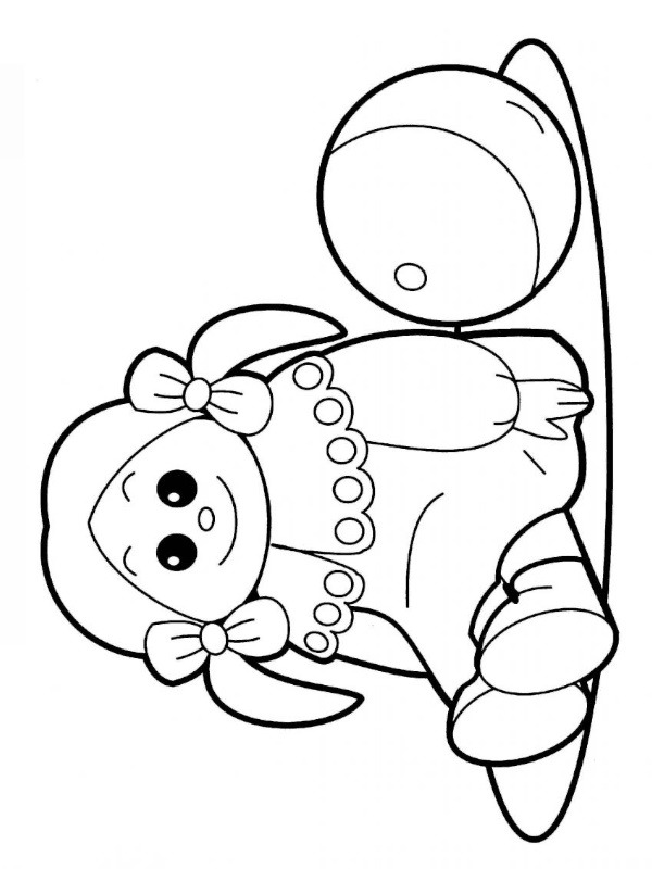 Puppe mit Ball Ausmalbild Puppe mit Ball Ausmalbild