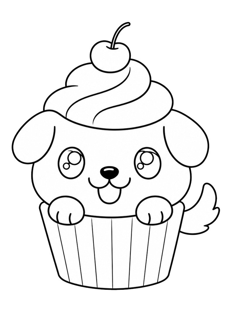 Puppy cupcake Ausmalbild