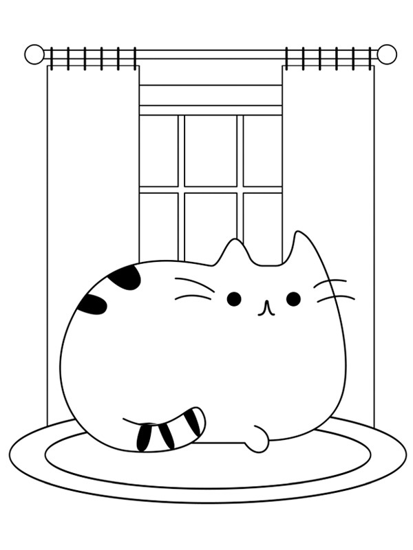 Pusheen liegt vor dem Fenster Ausmalbild Pusheen liegt vor dem Fenster Ausmalbild