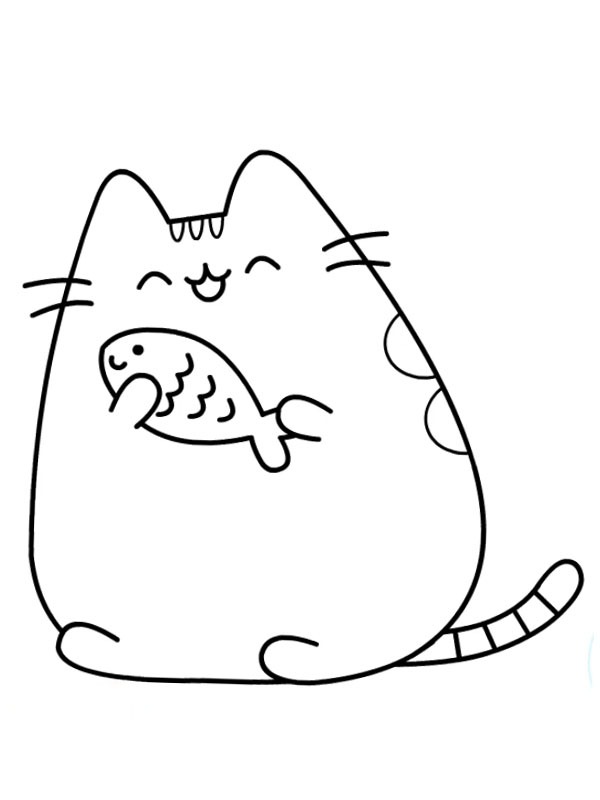 Pusheen mit Fisch Ausmalbild Pusheen mit Fisch Ausmalbild