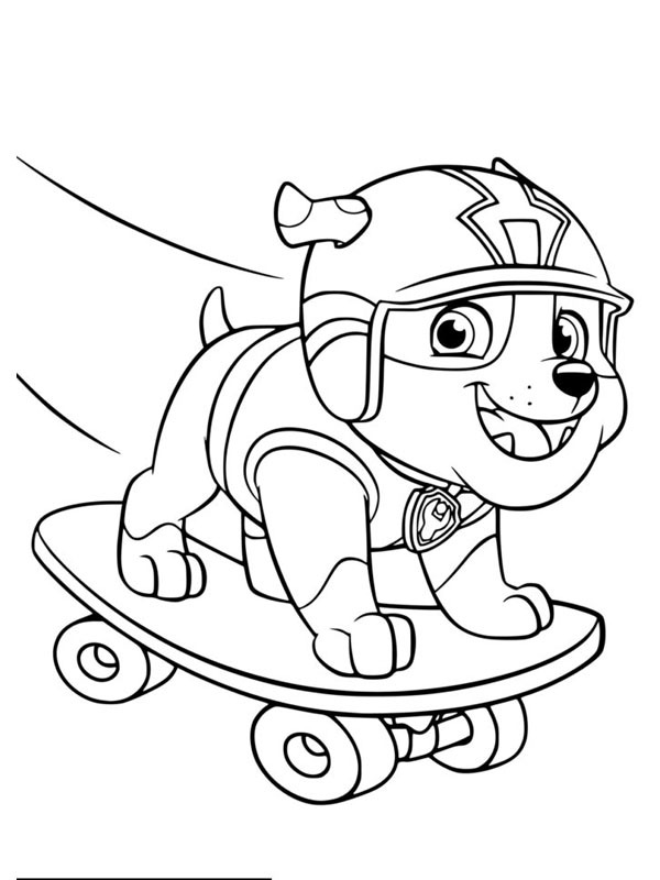Rubble auf einem Skateboard Ausmalbild Rubble auf einem Skateboard Ausmalbild