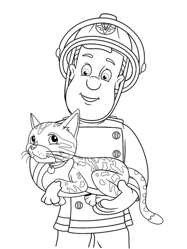 Sam mit einer Katze Ausmalbild Sam mit einer Katze Ausmalbild
