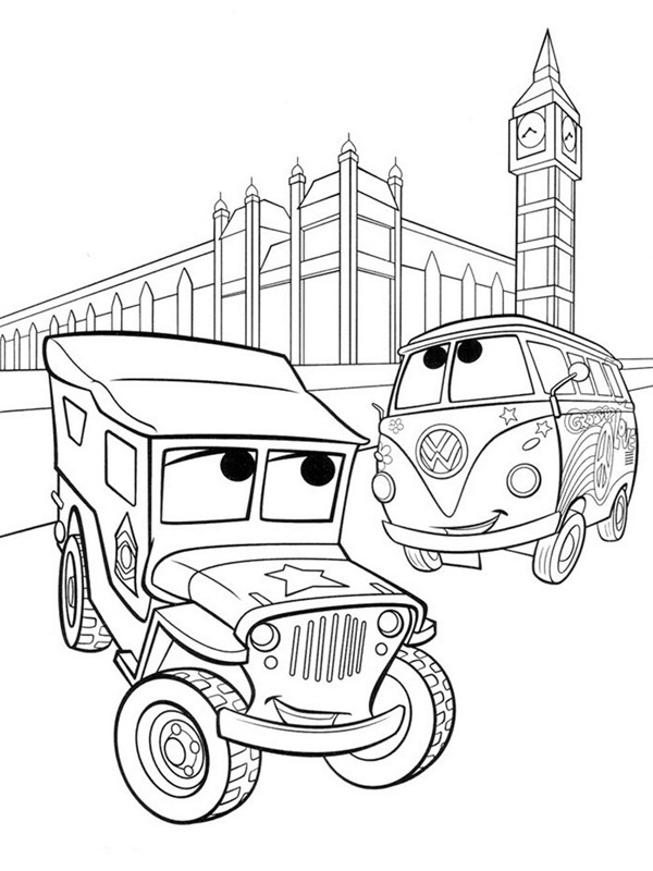 Sarge und Fillmore in London Ausmalbild Sarge und Fillmore in London Ausmalbild