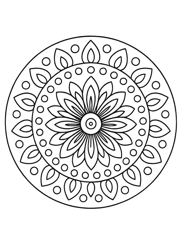 Einfaches Blumenmandala Ausmalbild Einfaches Blumenmandala Ausmalbild
