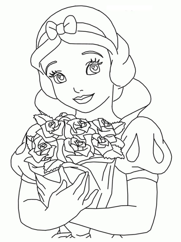 Schneewittchen mit Rosen Ausmalbild Schneewittchen mit Rosen Ausmalbild