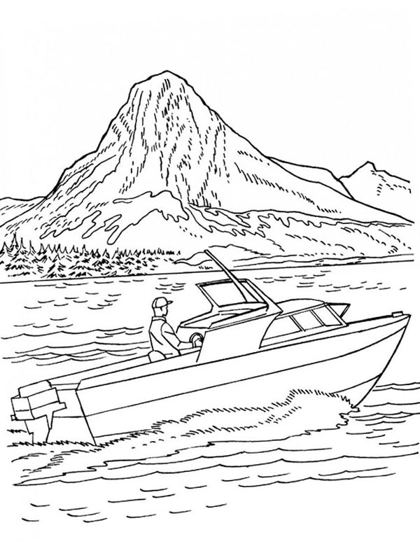 Schnellboot auf dem Wasser Ausmalbild