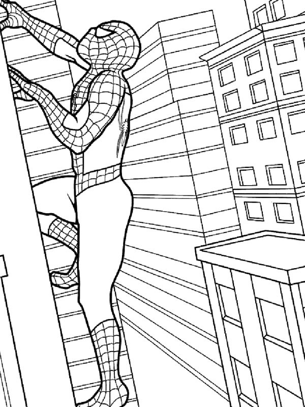 Spider-Man klettert auf das Gebäude Ausmalbild Spider-Man klettert auf das Gebäude Ausmalbild