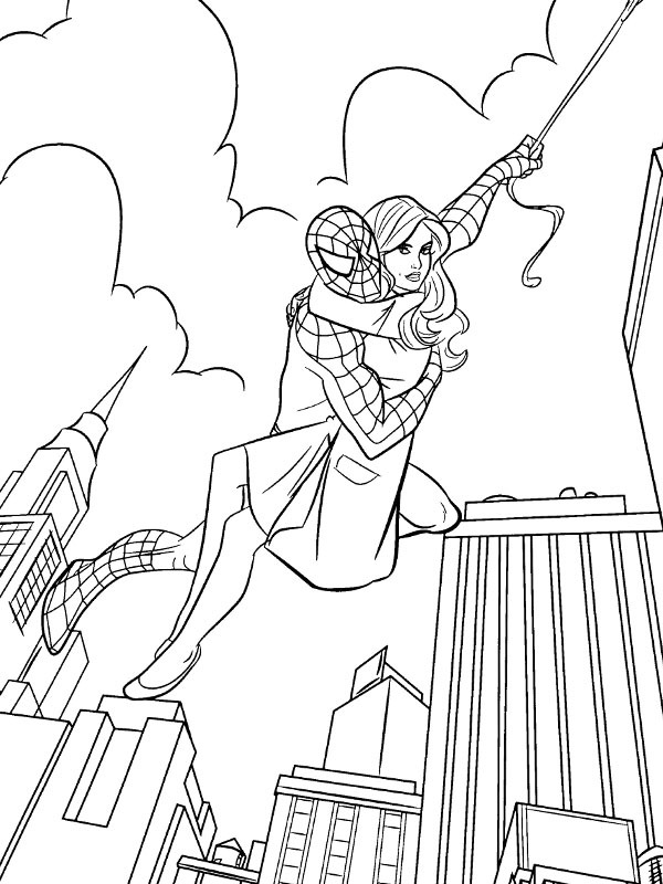 Spider-Man und Mary Jane Ausmalbild Spider-Man und Mary Jane Ausmalbild