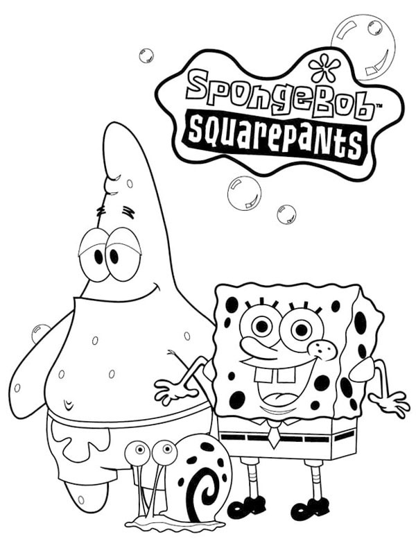 SpongeBob, Patrick Star und hausschnecke Gary Ausmalbild