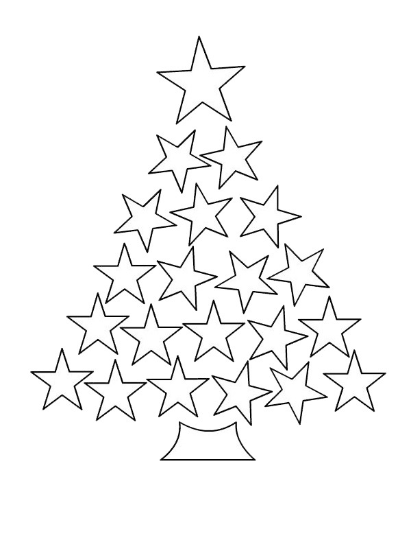 Weihnachtsbaum von den Sternen Ausmalbild
