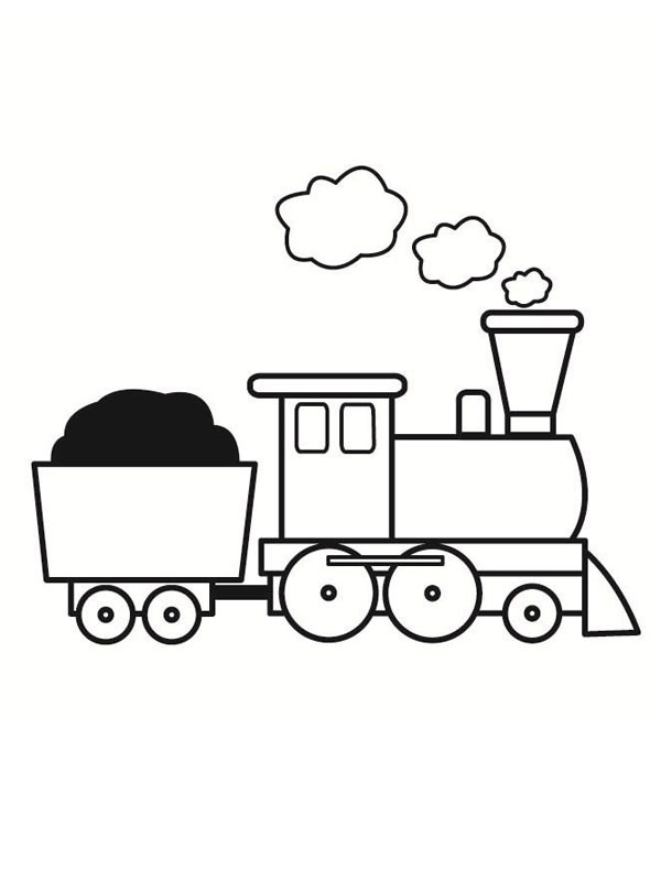 Dampflokomotive mit Wagen Ausmalbild