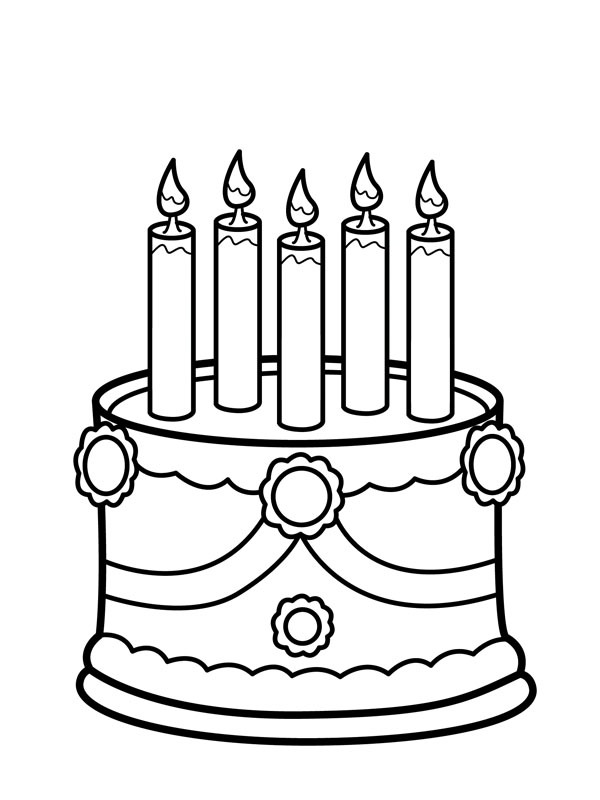 Kuchen mit 5 Kerzen Ausmalbild