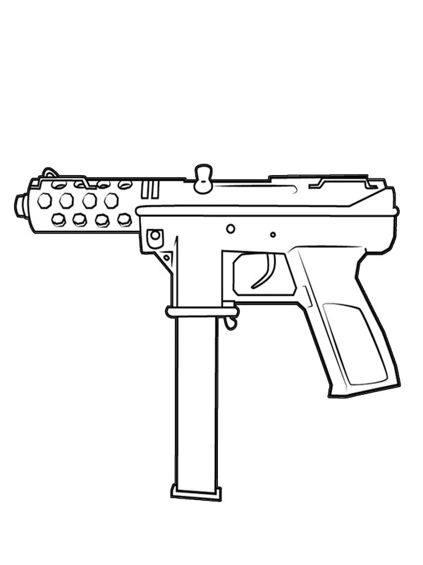 Faustfeuerwaffe TEC-9 Ausmalbild
