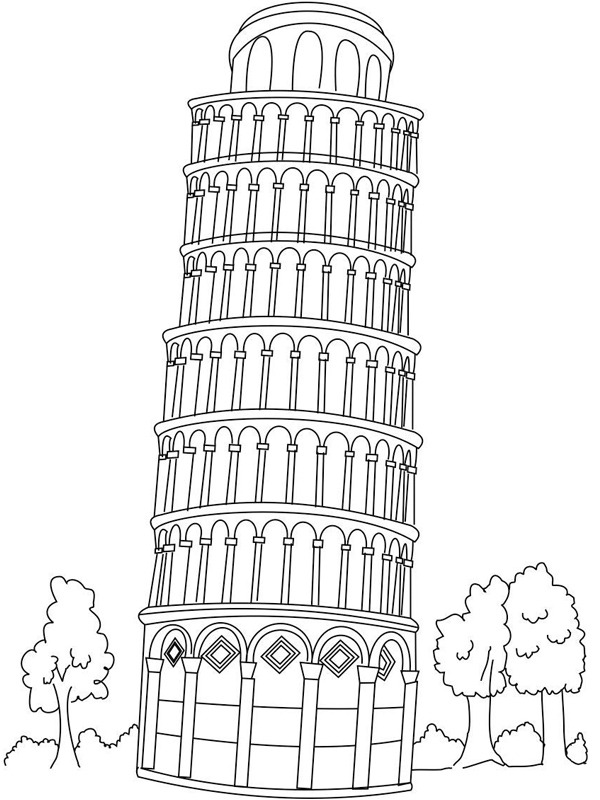 Schiefer Turm von Pisa Ausmalbild